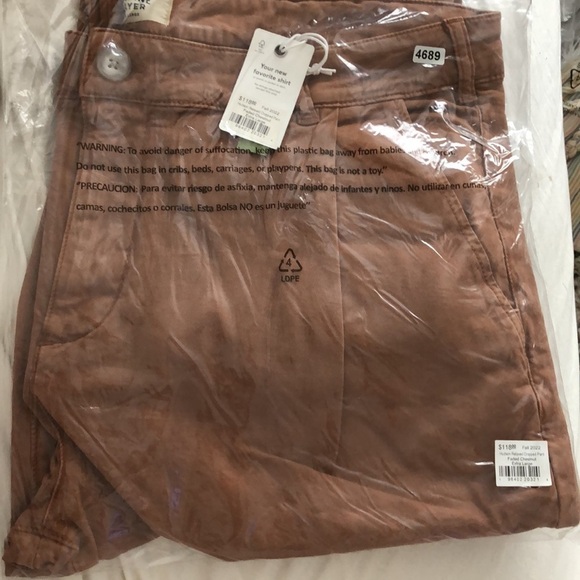 Marine Layer Hudson Pant Relaxed Cropped Faded Chestnut NWT M - Picture 4 of 6